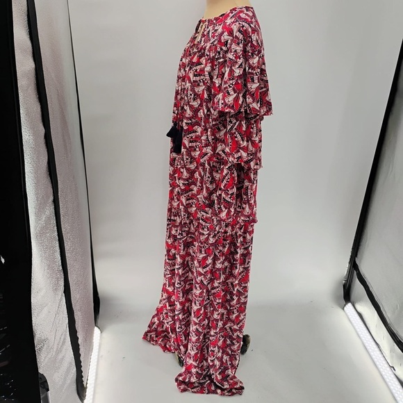 Happy X Nature NWOT Phoenix Butterflies Print Tiered Sleeved Maxi Dress - Picture 2 of 12